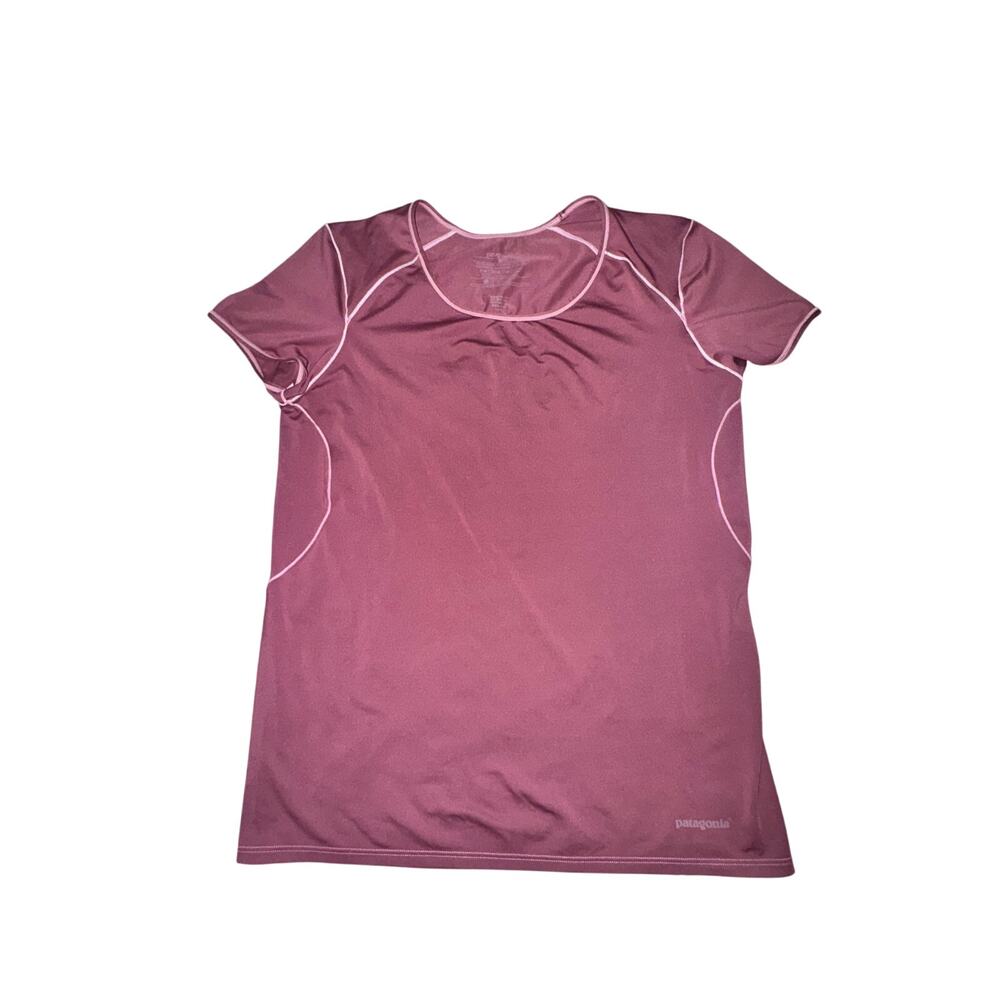 Patagonia Common Threads Short Sleeve Shirt Women's Size M Purple Round Neck